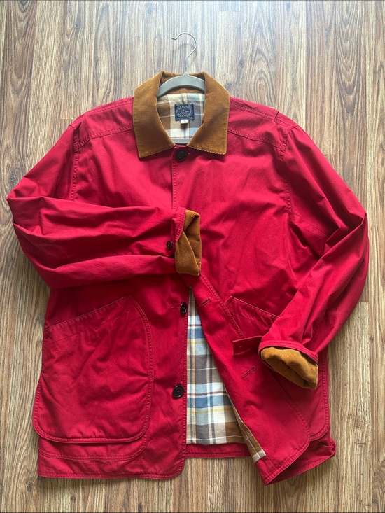 J. Crew Other - J.Crew Men's Red Lightweight Cotton-Blend Jacket with corduroy collar.